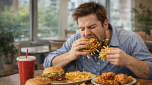 Comer frenéticamente puede revelar que uno se está “tragando sus emociones”.